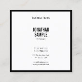 Creative Black and White Minimalistisch Modern Sim Quadratische Visitenkarte (Rückseite)