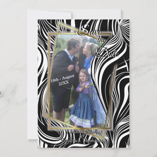 Creative Black and White Seamless Abstrakt Einladung (Vorderseite)