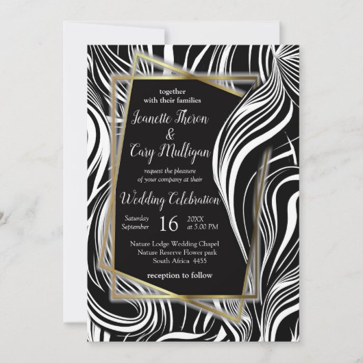 Creative Black and White Seamless Abstrakt Einladung (Vorderseite)