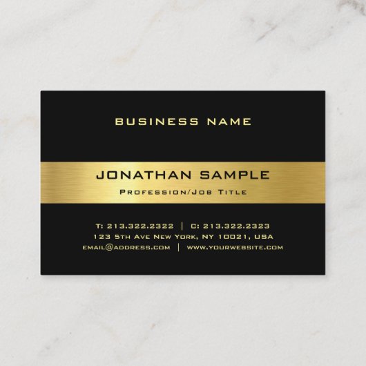 Creative Black Gold Moderne Luxe Vorlage Visitenkarte (Rückseite)