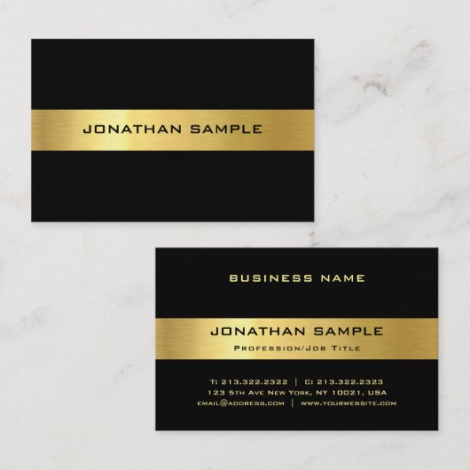 Creative Black Gold Moderne Luxe Vorlage Visitenkarte (Vorne/Hinten)