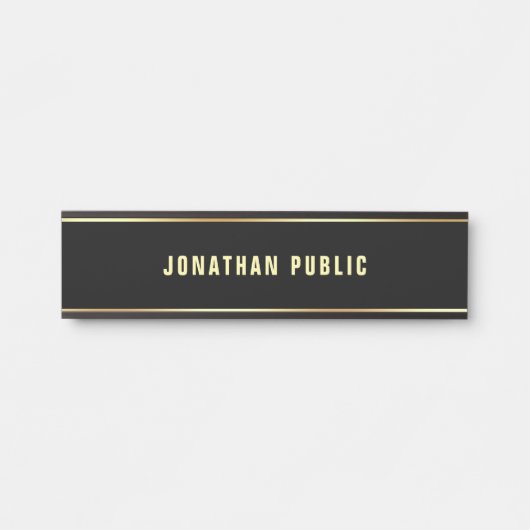 Creative Black Gold Text Name Clean Template Chic Türschild (Vorderseite )