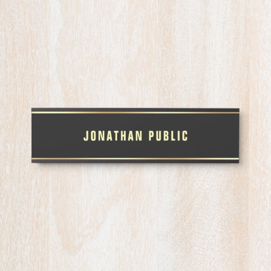 Creative Black Gold Text Name Clean Template Chic Türschild (Vorderseite )