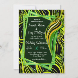 Creative Black, Green & Orange Nahtlos Abstrakt Einladung