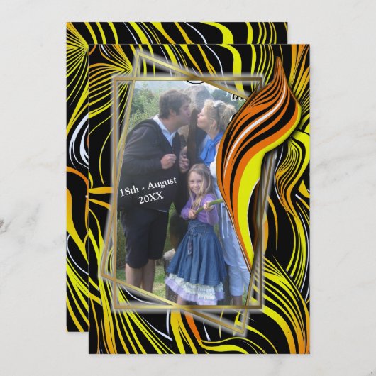 Creative Black, Orange & White Seamless Abstrakt Einladung (Vorne/Hinten)