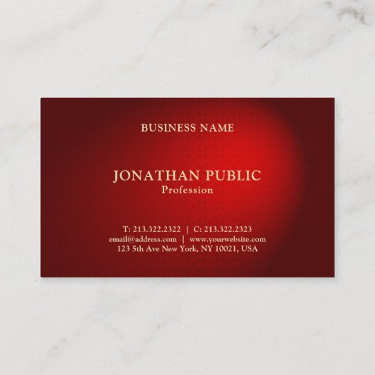 Creative Black Red Damask Elegantes Template Luxus Visitenkarte (Rückseite)