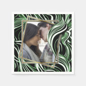 Creative Black, White und Green Seamless Abstrakt Serviette (Vorderseite)