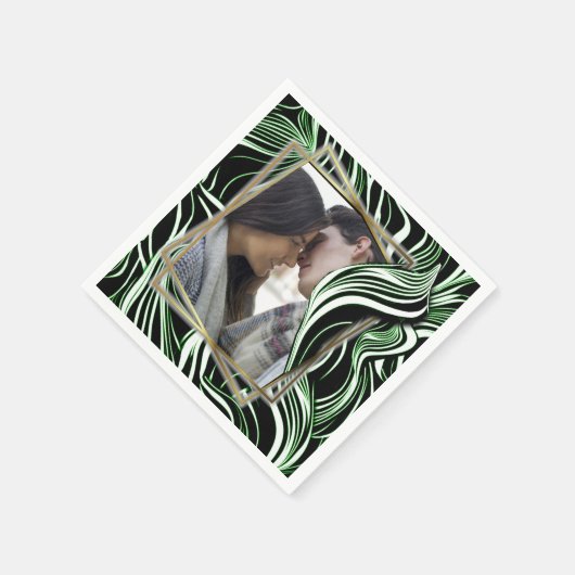 Creative Black, White und Green Seamless Abstrakt Serviette (Ecke)