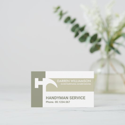 Creative Blocks Hammer Silhouette Contractor Visitenkarte (Stehend Vorderseite)