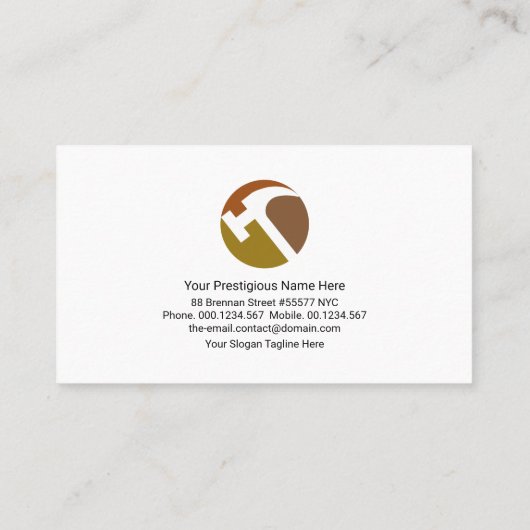 Creative Blocks Hammer Silhouette Contractor Visitenkarte (Rückseite)