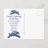 Creative Blue Bunny Business Grand Opening Date Ankündigungspostkarte (Rückseite)