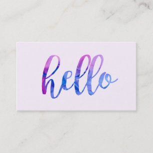 Creative Blue Lila Watercolor Hallo Typografie Visitenkarte
