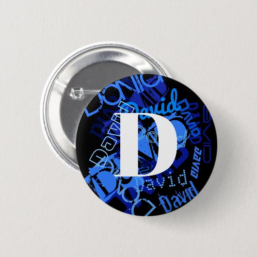 Creative Blue Monogram Button (Vorne & Hinten)