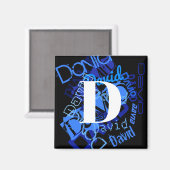 Creative Blue Monogram Magnet (Vorderseite/Rückseite)