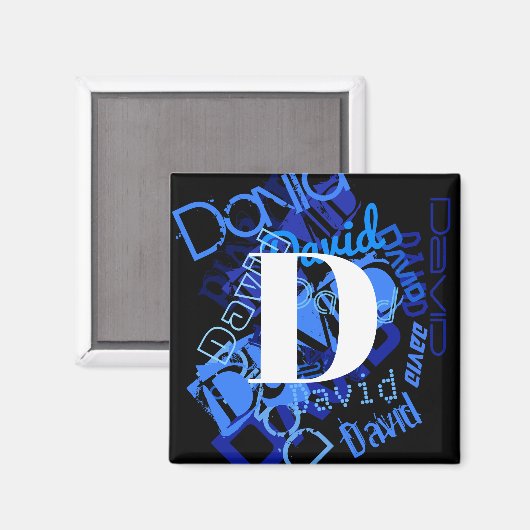 Creative Blue Monogram Magnet (Vorderseite/Rückseite)