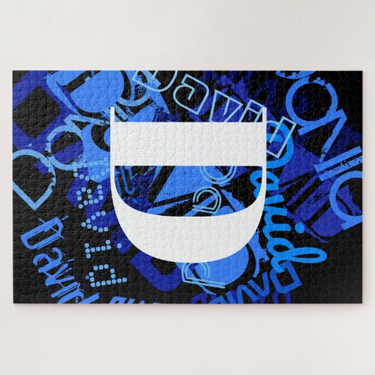Creative Blue Monogram Puzzle (Horizontal)