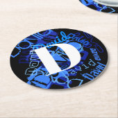 Creative Blue Monogram Runder Pappuntersetzer (Angewinkelt)