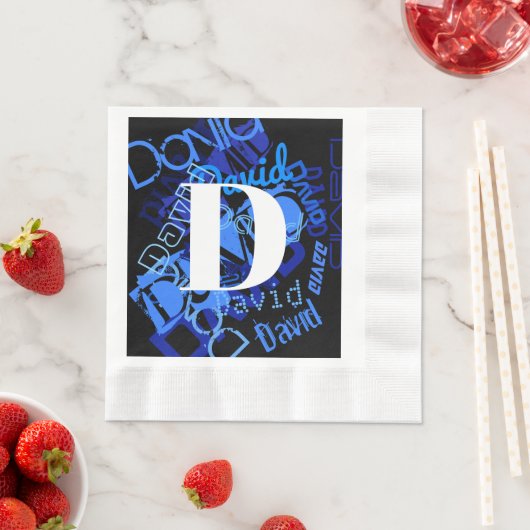 Creative Blue Monogram Serviette (Beispiel)