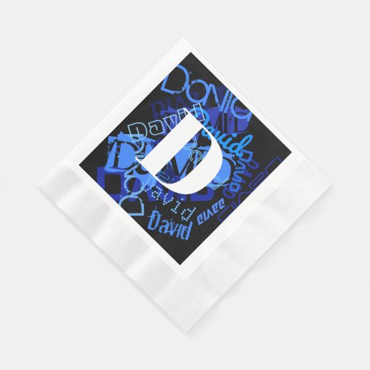 Creative Blue Monogram Serviette (Ecke)
