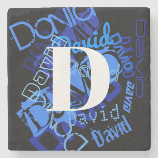Creative Blue Monogram Steinuntersetzer
