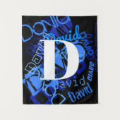 Creative Blue Monogram Wandteppich (Vorderseite)