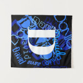 Creative Blue Monogram Wandteppich (Vorderseite (Horizontal))