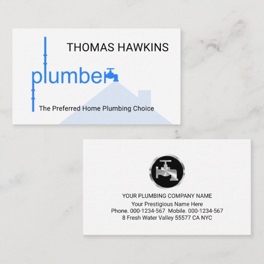Creative Blue Plumber Pipeline Waterflow Visitenkarte (Vorne/Hinten)