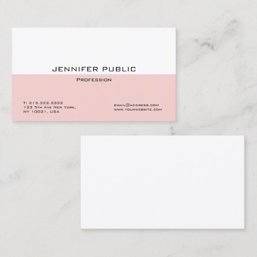 Creative Blush Rosa Weiß Moderne Elegante Vorlage Visitenkarte (Vorne/Hinten)