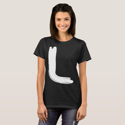 Creative Bold White Letter L Alphabet Marker T-Shirt (Vorne ganz)