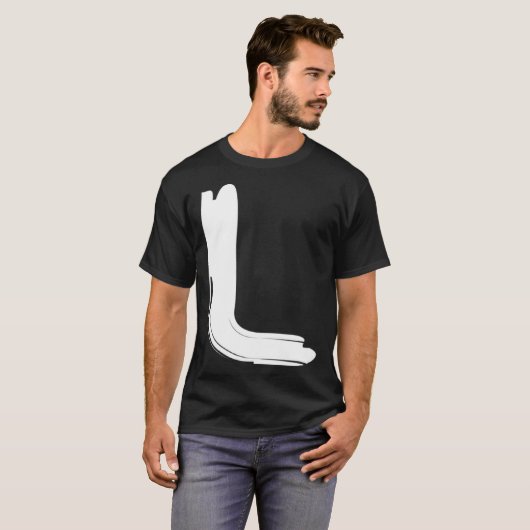 Creative Bold White Letter L Alphabet Marker T-Shirt (Vorne ganz)