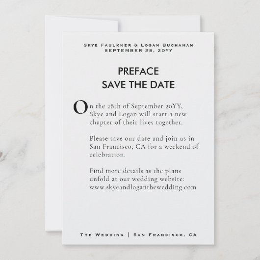 Creative Book Page Wedding Save the Date (Vorderseite)