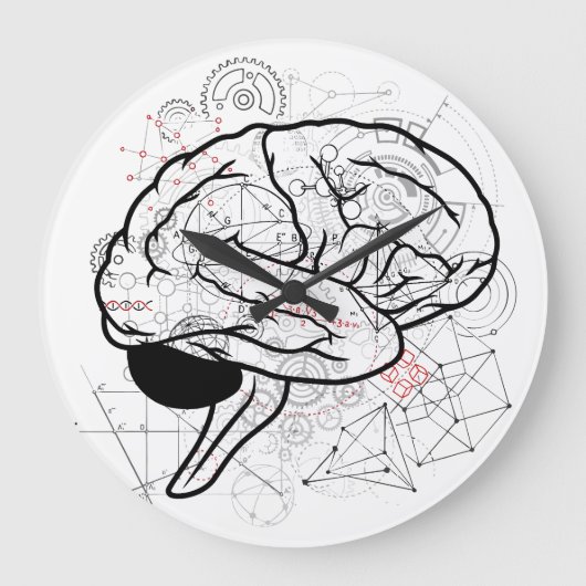 Creative Brain Artwork mit Science Theme Große Wanduhr (Vorderseite)