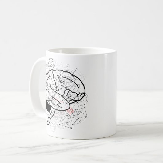 Creative Brain Artwork mit Science Theme Kaffeetasse (Vorderseite Links)
