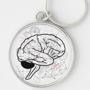 Creative Brain Artwork mit Science Theme Schlüsselanhänger