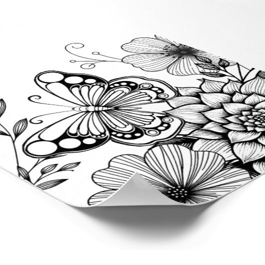 Creative Butterfly Color Page Poster (Ecke)