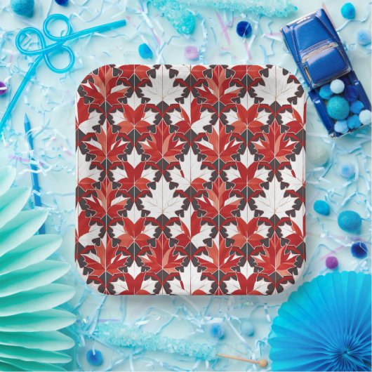 Creative Canadian Maple Leaf Muster ID1072 Pappteller (Party)