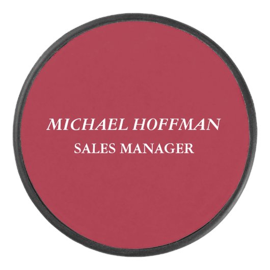 Creative Carmine Red Minimalistisch Classical Ital Eishockey Puck (Vorderseite)