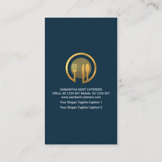 Creative Caterer Tuxedo für die Goldschmiede Visitenkarte (Rückseite)