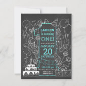 Creative Chalkboard Doodle Art Zum Geburtstag einl Einladung (Vorderseite)