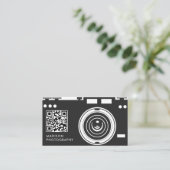 Creative & Chic Fotografie Black Qr Code Visitenkarte (Stehend Vorderseite)