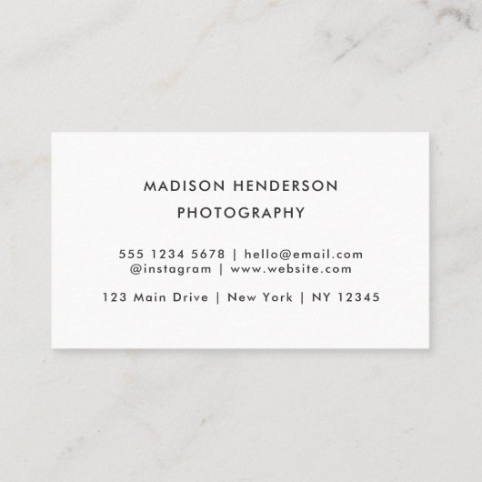 Creative & Chic Fotografie Black Qr Code Visitenkarte (Rückseite)