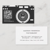 Creative & Chic Fotografie Black Qr Code Visitenkarte (Vorne/Hinten)