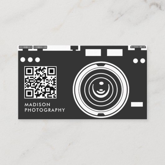Creative & Chic Fotografie Black Qr Code Visitenkarte (Vorderseite)
