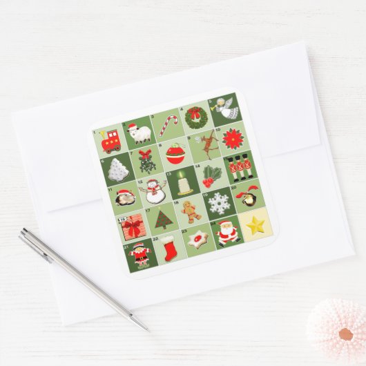 Creative Christmas Countdown Quadratischer Aufkleber (Umschlag)