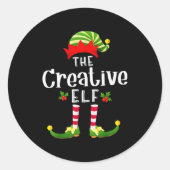 Creative Christmas Elf Matching Pajama X-mas Party Runder Aufkleber (Vorderseite)