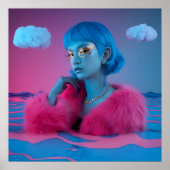 Creative Collage Girl in rosa Pelzmantel Poster (Vorne)