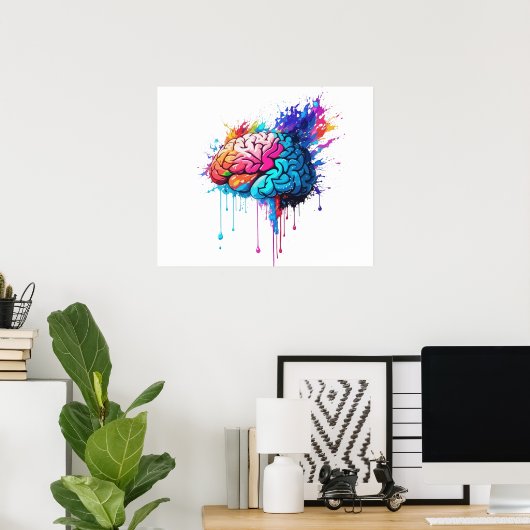 Creative Colorful Brain Splash Artwork Poster (Heimbüro)