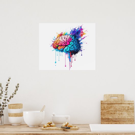 Creative Colorful Brain Splash Artwork Poster (Küche)