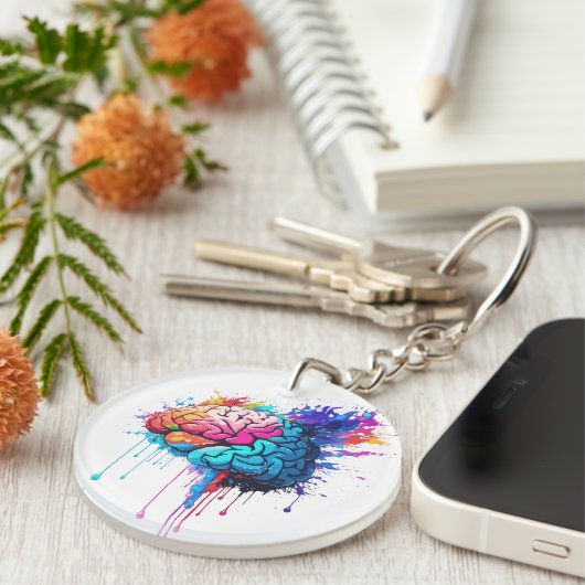 Creative Colorful Brain Splash Artwork Schlüsselanhänger (Vorderseite rechts)