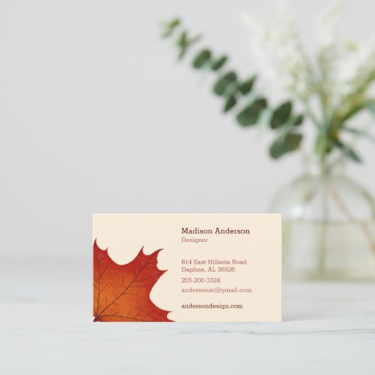 Creative Colorful Fall Maple Leaf Visitenkarte (Stehend Vorderseite)